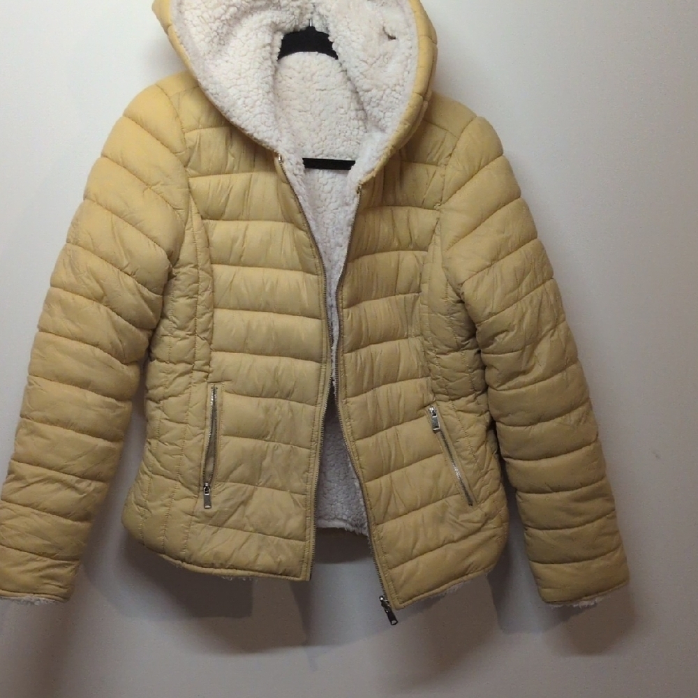 Yellow Puffer Jacket with Hood